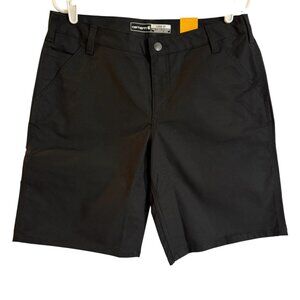 Carhartt Women's Rugged Flex Loose Black Canvas Work Shorts Sz 12 NWT 10" Inseam